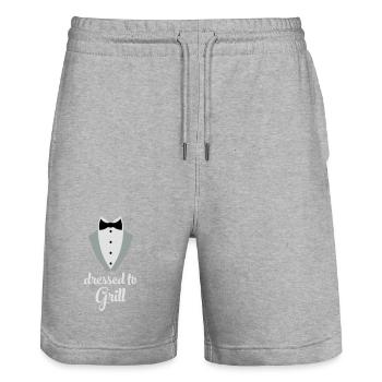 Lustiges T-Shirt zum Grillen für Männer - Stanley/Stella Unisex Bio Joggingshorts Trainer  - Grau meliert - Vorne - Nik (191cm) & Marisol (170cm)