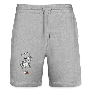 Maus im Cocktailglas - Stanley/Stella Unisex Bio Joggingshorts Trainer  - Grau meliert - Vorne - Nik (191cm) & Marisol (170cm)