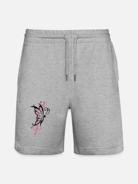 Papillon filigrané, ailes, tatouage tribal - Short de jogging bio TRAINER Stanley/Stella unisexe - gris chiné