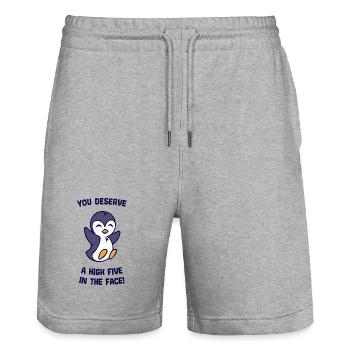 Humorvoll Statement Süß Pinguin Vogel Tier Arktis - Stanley/Stella Unisex Bio Joggingshorts Trainer  - Grau meliert - Vorne - Nik (191cm) & Marisol (170cm)