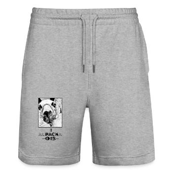 ALPAKA - i pack ois - ich schaffe alles - Dialekt - Stanley/Stella Unisex Bio Joggingshorts Trainer  - Grau meliert - Vorne - Nik (191cm) & Marisol (170cm)