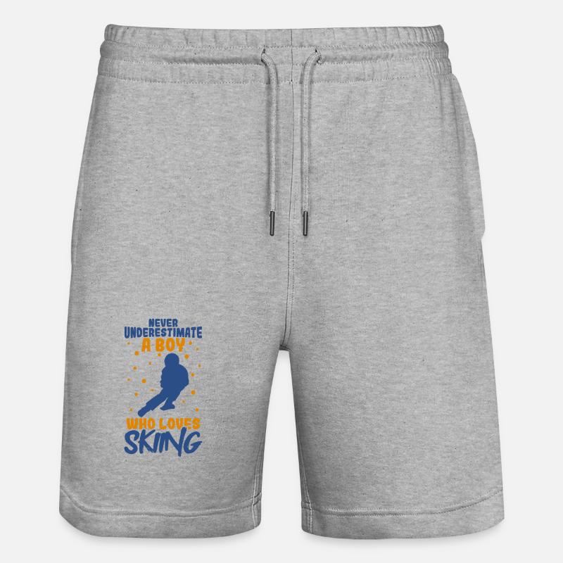 Never underestimate a ski boy - Stanley/Stella Trainer Unisex Organic Jogging Shorts - heather grey