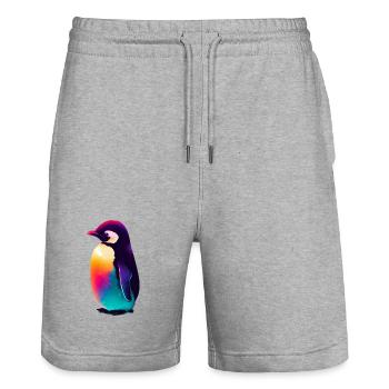 Pinguin - Stanley/Stella Unisex Bio Joggingshorts Trainer  - Grau meliert - Vorne - Nik (191cm) & Marisol (170cm)