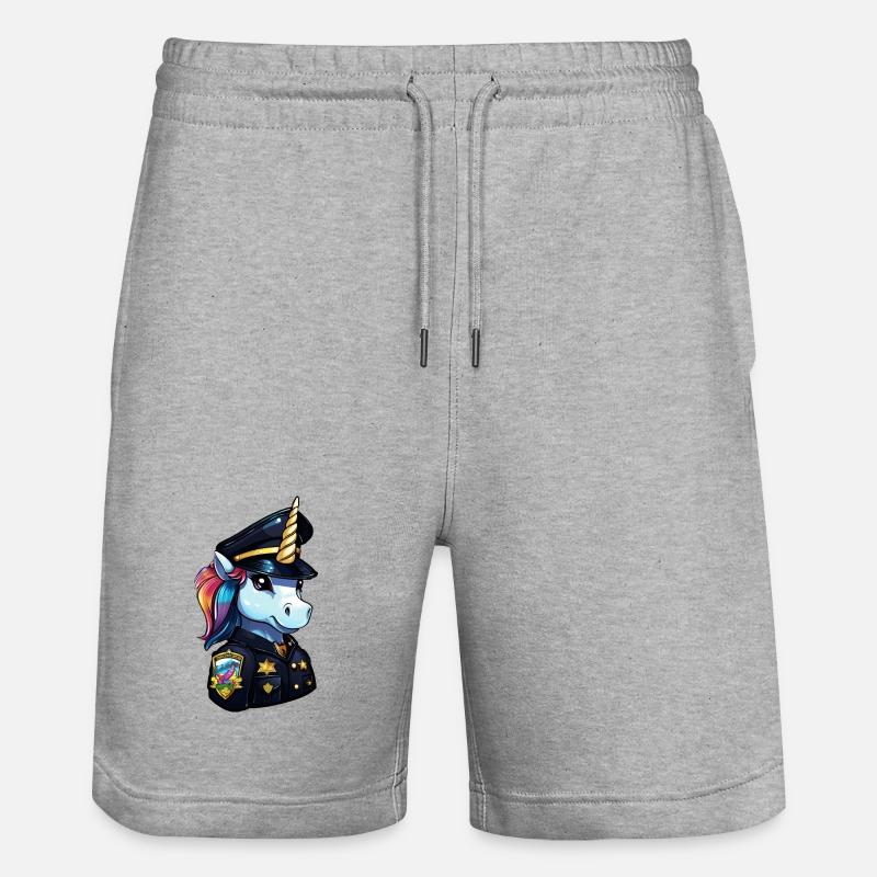Einhorn Polizei - Stanley/Stella Unisex Bio Joggingshorts Trainer  - Grau meliert
