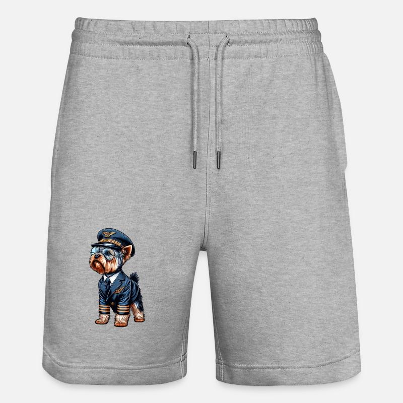 Yorkshire Terrier Pilot - Stanley/Stella Unisex Bio Joggingshorts Trainer  - Grau meliert