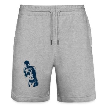 Boxer - Stanley/Stella Unisex Bio Joggingshorts Trainer  - Grau meliert - Vorne - Nik (191cm) & Marisol (170cm)