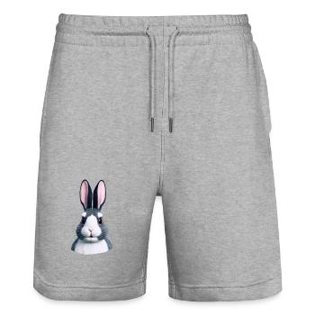 Rabbit - Not only at Easter - Stanley/Stella Trainer Unisex Organic Jogging Shorts - heather grey - Front - Nik (191cm) & Marisol (170cm)