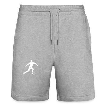 Fussballer Silhouette Fussball Spieler Mann - Stanley/Stella Unisex Bio Joggingshorts Trainer  - Grau meliert - Vorne - Nik (191cm) & Marisol (170cm)