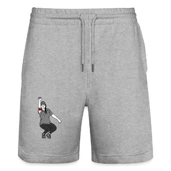 Petanque Spielerin Rechtshänderin - Stanley/Stella Unisex Bio Joggingshorts Trainer  - Grau meliert - Vorne - Nik (191cm) & Marisol (170cm)