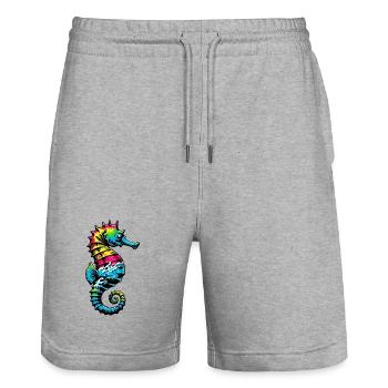 Hippocampe - Short de jogging bio TRAINER Stanley/Stella unisexe - gris chiné - Devant - Nik (191cm) & Marisol (170cm)