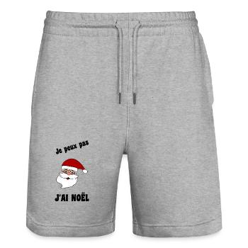 WEIHNACHTSMANN. WEIHNACHTEN. FROHE WEIHNACHTEN. ICH KANN NICHT - Stanley/Stella Unisex Bio Joggingshorts Trainer  - Grau meliert - Vorne - Nik (191cm) & Marisol (170cm)