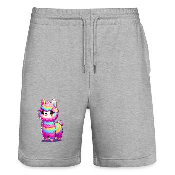 Alpaka - Stanley/Stella Unisex Bio Joggingshorts Trainer  - Grau meliert - Vorne - Nik (191cm) & Marisol (170cm)