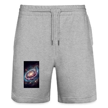 Pastel Galactic Vortex - Stanley/Stella Trainer Unisex Organic Jogging Shorts - heather grey - Front - Nik (191cm) & Marisol (170cm)