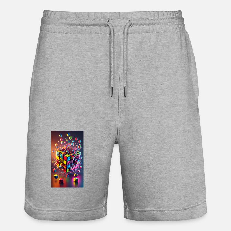 Cube d’explosion de couleur - Short de jogging bio TRAINER Stanley/Stella unisexe - gris chiné