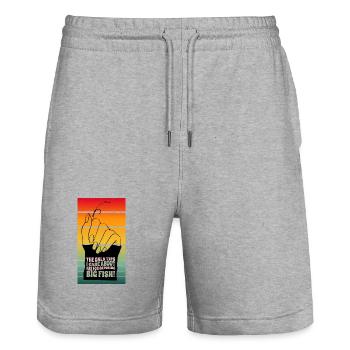 Carp Fishing Girls: Only Tips for Big Fish Matter! - Stanley/Stella Trainer Unisex Organic Jogging Shorts - heather grey - Front - Nik (191cm) & Marisol (170cm)