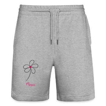 GELIEBTE. VIELEN DANK. DANKE HERRIN. GESCHENK - Stanley/Stella Unisex Bio Joggingshorts Trainer  - Grau meliert - Vorne - Nik (191cm) & Marisol (170cm)