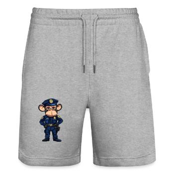 Monkey Police - Stanley/Stella Trainer Unisex Organic Jogging Shorts - heather grey - Front - Nik (191cm) & Marisol (170cm)