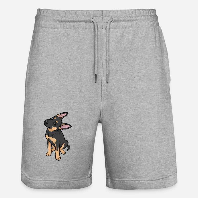 Cartoon Sheepdog Affection - Stanley/Stella Trainer Unisex Organic Jogging Shorts - heather grey