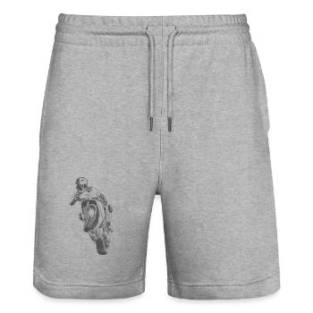 motocyclette - Short de jogging bio TRAINER Stanley/Stella unisexe - gris chiné - Devant - Nik (191cm) & Marisol (170cm)