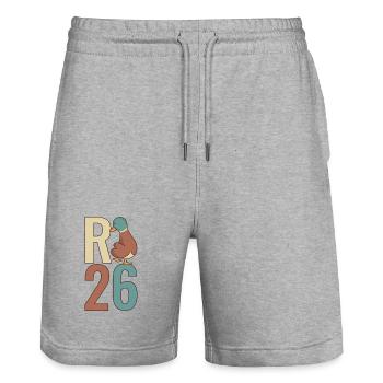R Duck 26 - R Duck 2026 - Pension 2026 - Stanley/Stella Trainer Unisex Organic Jogging Shorts - heather grey - Front - Nik (191cm) & Marisol (170cm)