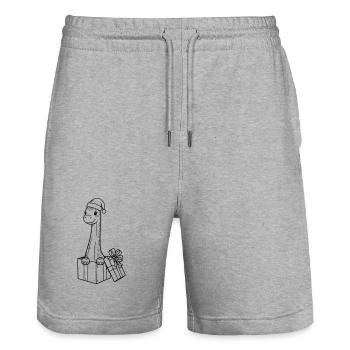 Weihnachts-Giraffe mit Geschenken Illustration - Stanley/Stella Unisex Bio Joggingshorts Trainer  - Grau meliert - Vorne - Nik (191cm) & Marisol (170cm)