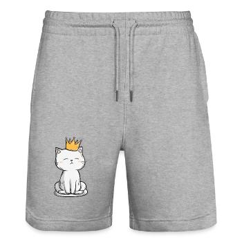 Katzenkönig - Stanley/Stella Unisex Bio Joggingshorts Trainer  - Grau meliert - Vorne - Nik (191cm) & Marisol (170cm)
