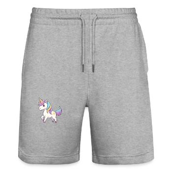 Unicorn Rainbow Dream - Stanley/Stella Trainer Unisex Organic Jogging Shorts - heather grey - Front - Nik (191cm) & Marisol (170cm)