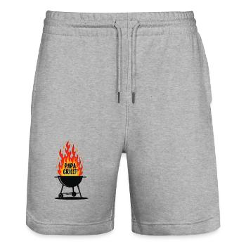 Barbecue Saison du barbecue Papa grillant au grill Papa grillant - Short de jogging bio TRAINER Stanley/Stella unisexe - gris chiné - Devant - Nik (191cm) & Marisol (170cm)