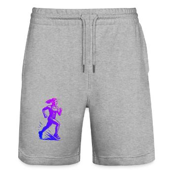 Modernes Running Artwork - Stanley/Stella Unisex Bio Joggingshorts Trainer  - Grau meliert - Vorne - Nik (191cm) & Marisol (170cm)