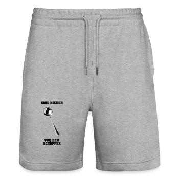 Knie nieder vor dem Schöpfer - Stanley/Stella Unisex Bio Joggingshorts Trainer  - Grau meliert - Vorne - Nik (191cm) & Marisol (170cm)