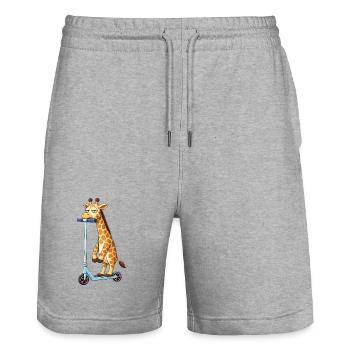 Süße Giraffe Roller Scooter Freundschaft Cartoon - Stanley/Stella Unisex Bio Joggingshorts Trainer  - Grau meliert - Vorne - Nik (191cm) & Marisol (170cm)