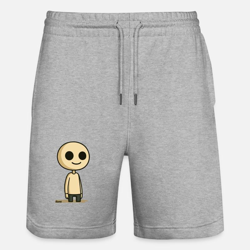 Schlichte Comic Figur mit rundem Kopf - Stanley/Stella Unisex Bio Joggingshorts Trainer  - Grau meliert