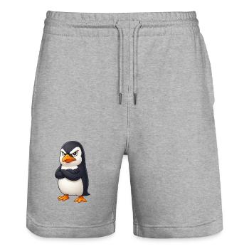Süßer Pinguin Cartoon grumpy beleidigt lustig - Short de jogging bio TRAINER Stanley/Stella unisexe - gris chiné - Devant - Nik (191cm) & Marisol (170cm)