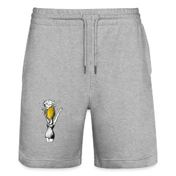 Bière pour enterrement de vie de garçon - Illustration - Short de jogging bio TRAINER Stanley/Stella unisexe - gris chiné - Devant - Nik (191cm) & Marisol (170cm)