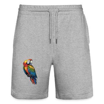 Macaw's Era - Stanley/Stella Trainer Unisex Organic Jogging Shorts - heather grey - Front - Nik (191cm) & Marisol (170cm)