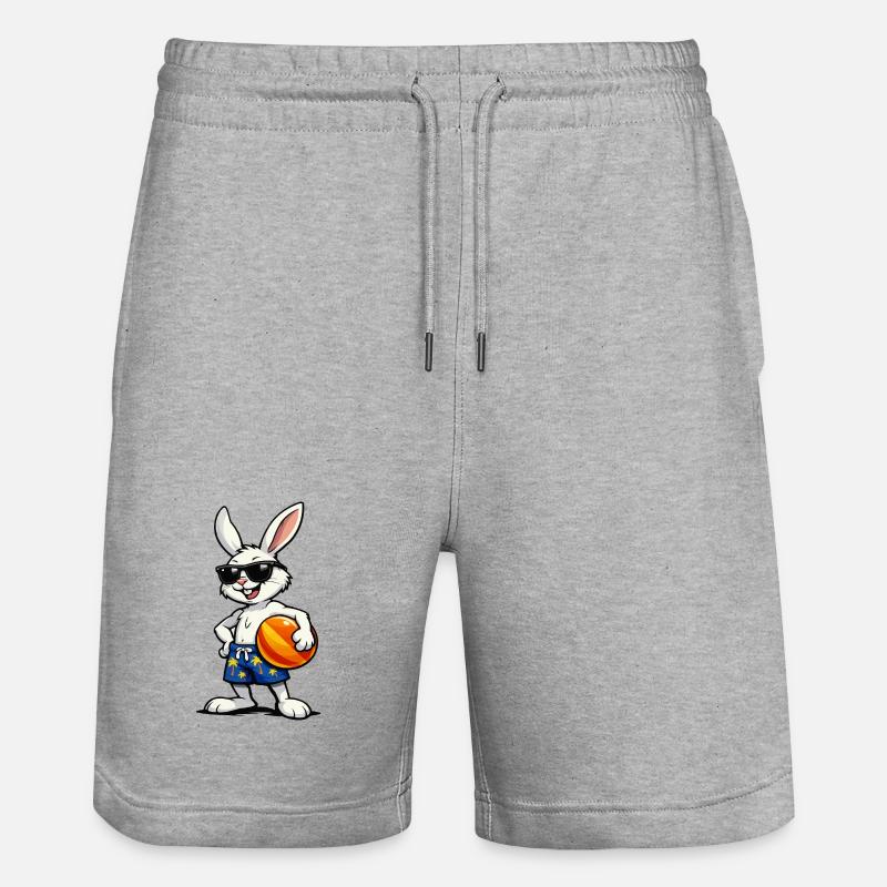 Hase Beach-Vibes mit Ball - Stanley/Stella Unisex Bio Joggingshorts Trainer  - Grau meliert