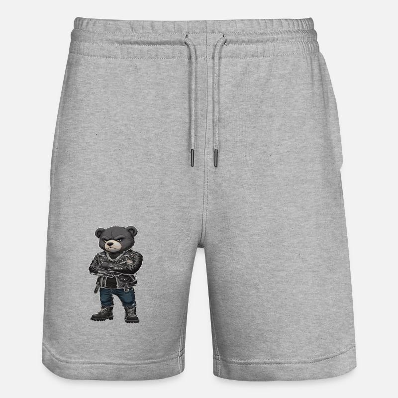 Rocker Bear, veste en cuir Biker - Short de jogging bio TRAINER Stanley/Stella unisexe - gris chiné