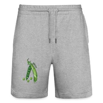 Grüne Erbsenschote und Erbsen Abbildung - Stanley/Stella Unisex Bio Joggingshorts Trainer  - Grau meliert - Vorne - Nik (191cm) & Marisol (170cm)