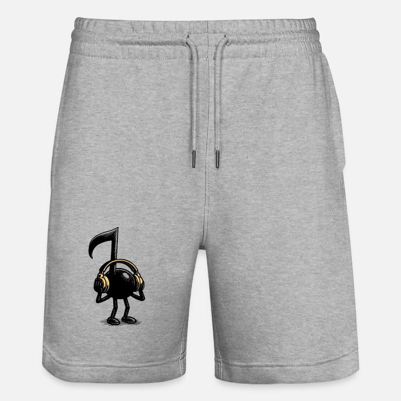 musical note - Stanley/Stella Trainer Unisex Organic Jogging Shorts - heather grey