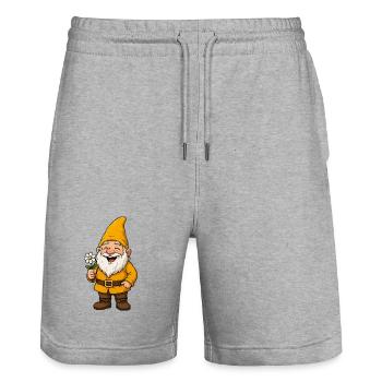 Fröhlicher Blumenwichtel - Stanley/Stella Unisex Bio Joggingshorts Trainer  - Grau meliert - Vorne - Nik (191cm) & Marisol (170cm)
