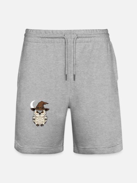 Zauberer Eule mit Hut - Stanley/Stella Unisex Bio Joggingshorts Trainer  - Grau meliert