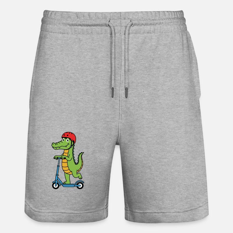 Crocodile en scooter - Short de jogging bio TRAINER Stanley/Stella unisexe - gris chiné