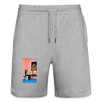 Extraterrestre Chill Surréaliste - Short de jogging bio TRAINER Stanley/Stella unisexe - gris chiné - Devant - Nik (191cm) & Marisol (170cm)