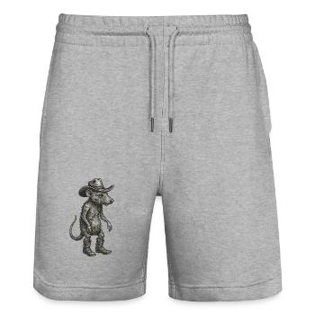 Vintage Maus Ratte Cowboy Texas USA - Stanley/Stella Unisex Bio Joggingshorts Trainer  - Grau meliert - Vorne - Nik (191cm) & Marisol (170cm)