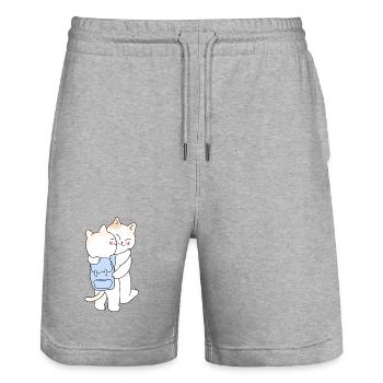 Cute Hugging Cats Back to School - Stanley/Stella Unisex Bio Joggingshorts Trainer  - Grau meliert - Vorne - Nik (191cm) & Marisol (170cm)