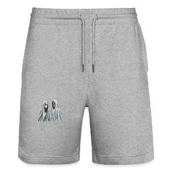 Silent Spectres - Stanley/Stella Trainer Unisex Organic Jogging Shorts - heather grey - Front - Nik (191cm) & Marisol (170cm)