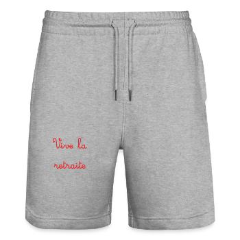 RETRAITE. RETRAITE. RETRAITEE. RETRAITE - Short de jogging bio TRAINER Stanley/Stella unisexe - gris chiné - Devant - Nik (191cm) & Marisol (170cm)