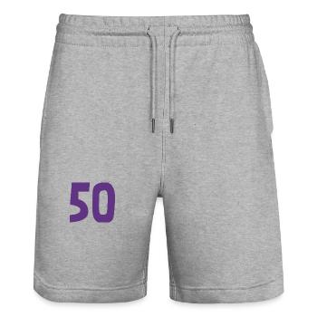 50. 50 ANS. 50e ANNIVERSAIRE. ANNIVERSAIRE 50 ANS. - Short de jogging bio TRAINER Stanley/Stella unisexe - gris chiné - Devant - Nik (191cm) & Marisol (170cm)