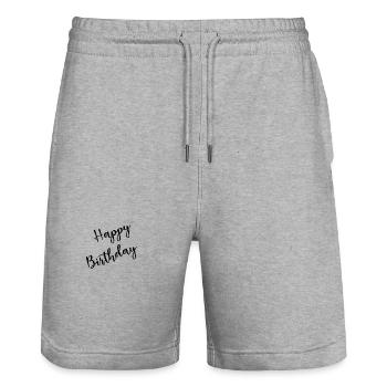 ALLES GUTE ZUM GEBURTSTAG. ALLES GUTE ZUM GEBURTSTAG. JAHRESTAG. - Stanley/Stella Unisex Bio Joggingshorts Trainer  - Grau meliert - Vorne - Nik (191cm) & Marisol (170cm)