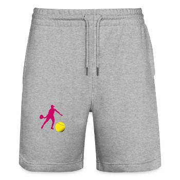 Padel woman - Stanley/Stella Trainer Unisex Organic Jogging Shorts - heather grey - Front - Nik (191cm) & Marisol (170cm)